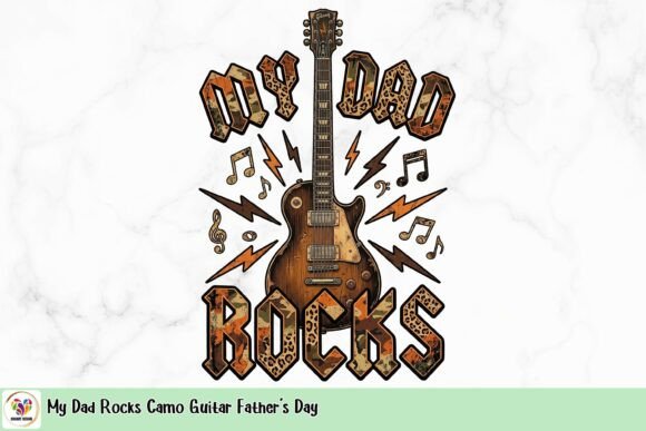 Celebrate Dad with My Dad Rocks Camo Guitar Father's Day Design