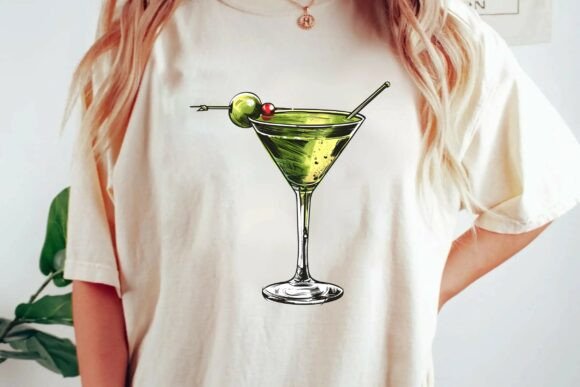 Classic Dirty Martini Cocktail Illustration: A Versatile Design Asset