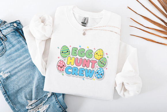 Egg Hunt Crew Easter SVG: Cute Kawaii Charm for Creative Projects