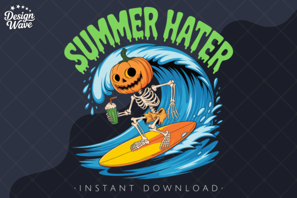 Funny Pumpkin Skeleton Surfing PNG: A Hilarious Summer-Halloween Mashup