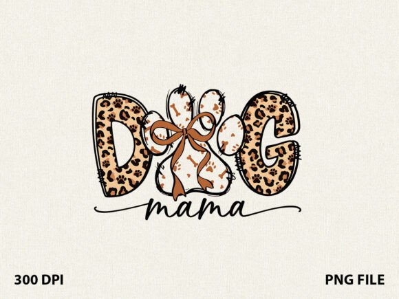 Leopard Bow Dog Mama Dog Mom T-Shirt Design