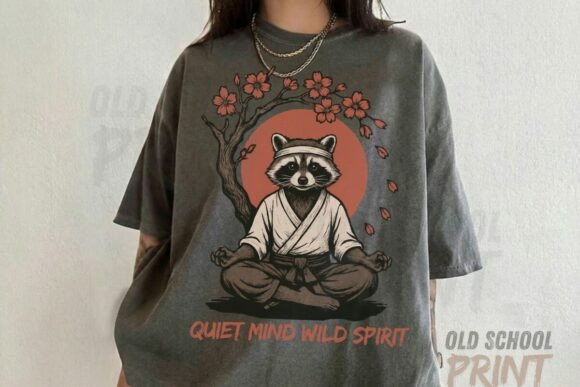 Quiet Mind Wild Spirit Zen Raccoon PNG: A Design Asset for Balanced Brands
