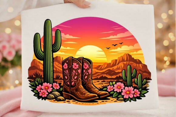 Retro Cowgirl Western Cowboy Boot Sunset: A Design Deep Dive