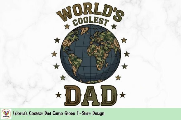 World's Coolest Dad Camo Globe T-Shirt Design